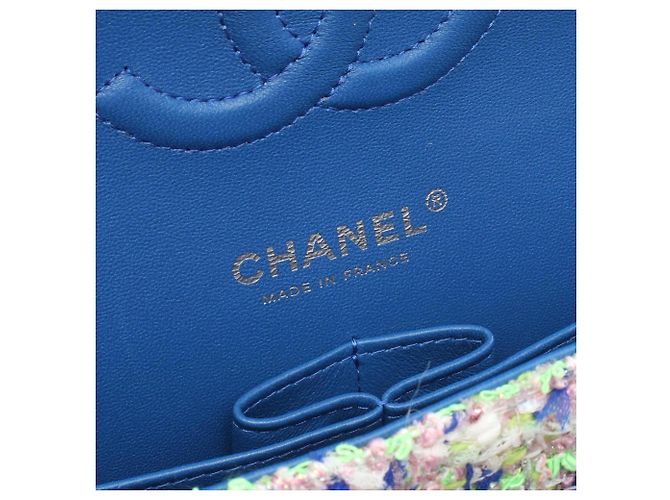 Borsa a tracolla Chanel Matelassé Double Flap Blu Verde - vista 4