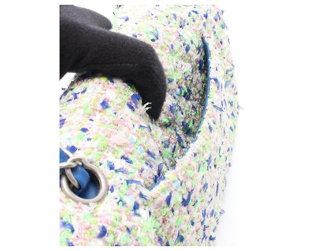 Borsa a tracolla Chanel Matelassé Double Flap Blu Verde - vista 6