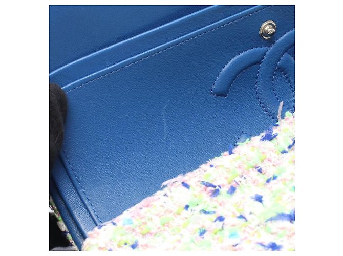 Borsa a tracolla Chanel Matelassé Double Flap Blu Verde - vista 7