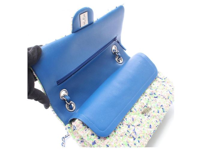 Borsa a tracolla Chanel Matelassé Double Flap Blu Verde - vista 8