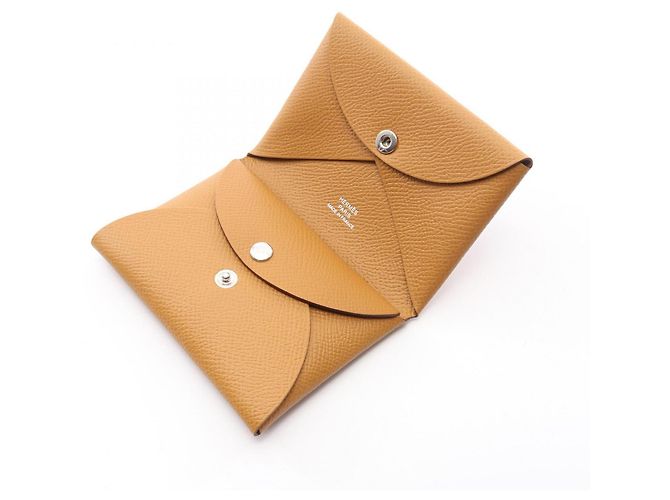 Hermès Cartera Hermes Calvi Duo - Monedero Castaño - vista 3