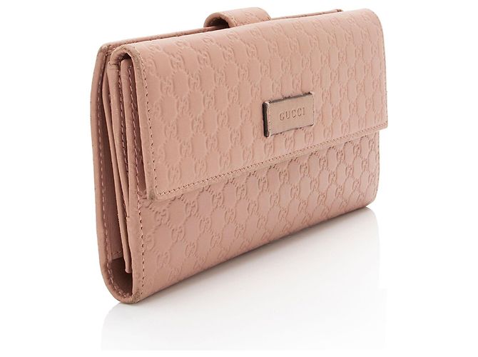 Cartera larga con solapa de cuero Microguccissima Gucci Rosa - vista 2