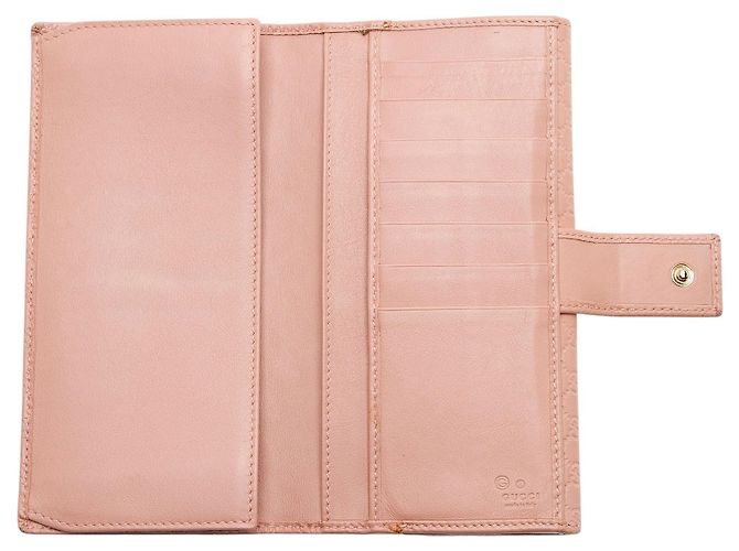 Cartera larga con solapa de cuero Microguccissima Gucci Rosa - vista 5