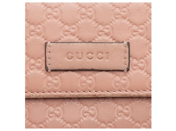Cartera larga con solapa de cuero Microguccissima Gucci Rosa - vista 8