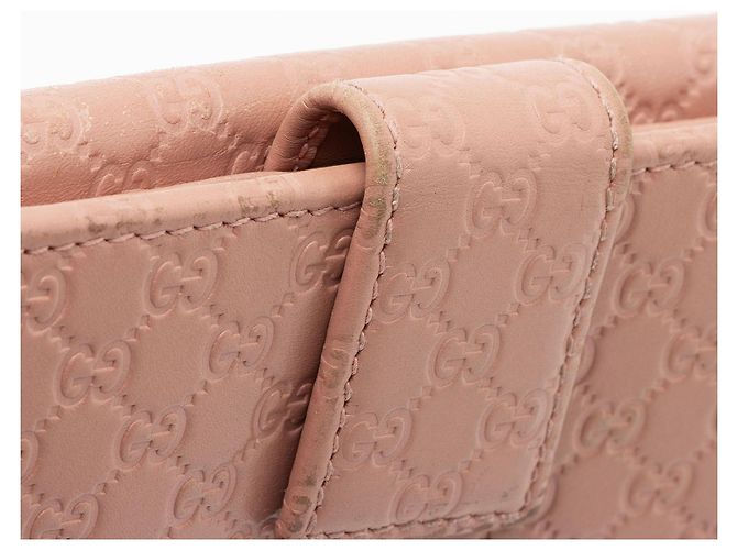 Cartera larga con solapa de cuero Microguccissima Gucci Rosa - vista 9