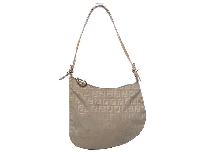 Fendi, borsa a tracolla Zucchini FF Oyster beige Marrone - vista 2