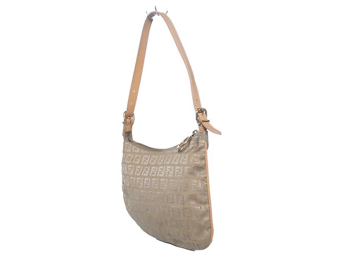 Fendi, borsa a tracolla Zucchini FF Oyster beige Marrone - vista 3