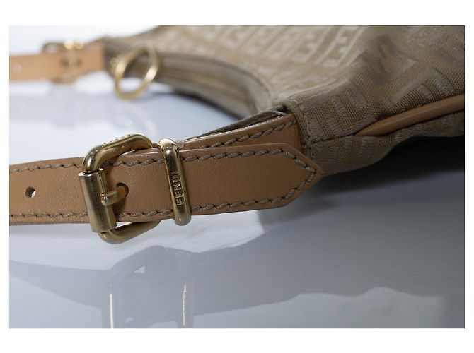 Fendi, borsa a tracolla Zucchini FF Oyster beige Marrone - vista 8