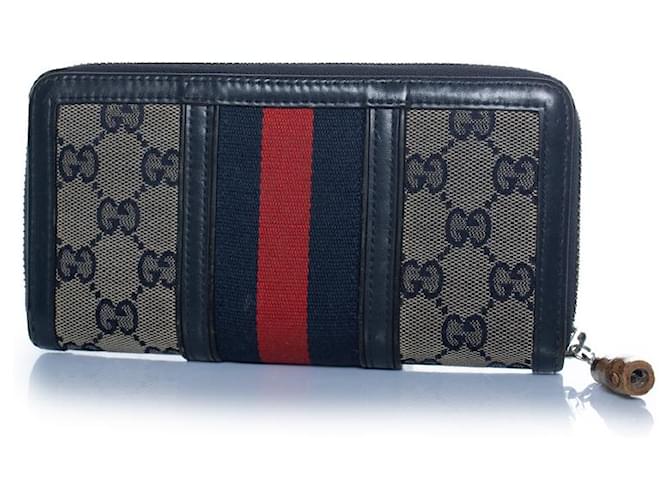 Bamboo Gucci, portafoglio web monogram blu - vista 2