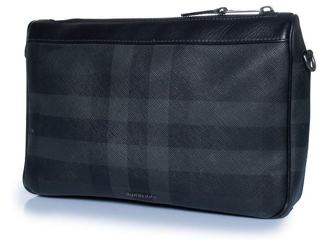 Burberry, Check print rambler bag in canvas Grey - view 3