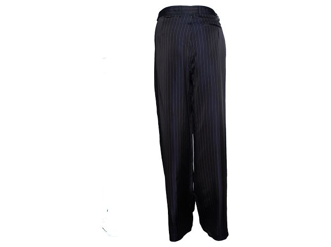 Dries van noten, pantalone a gamba larga a righe lucido Multicolore - vista 2
