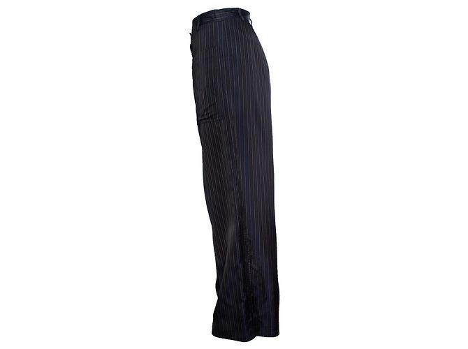 Dries van noten, pantalone a gamba larga a righe lucido Multicolore - vista 3