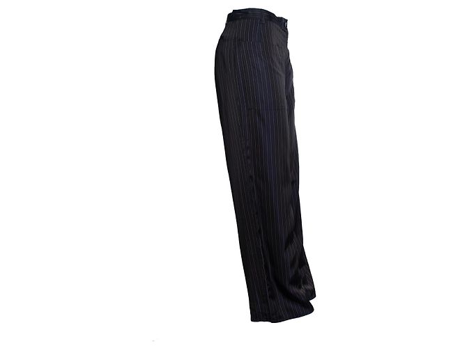 Dries van noten, pantalone a gamba larga a righe lucido Multicolore - vista 4