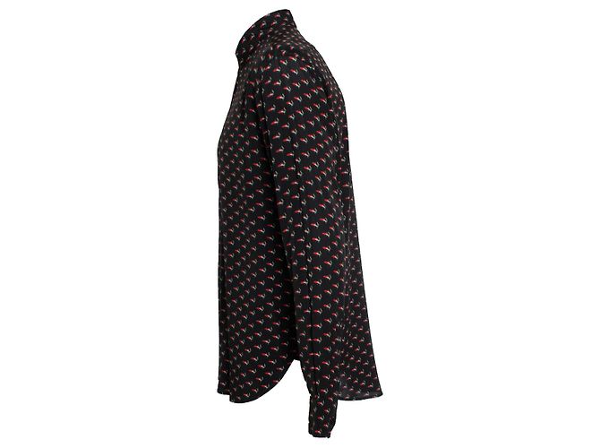 Saint Laurent, camicia con stampa smoking lips heart 2017 Nero - vista 2