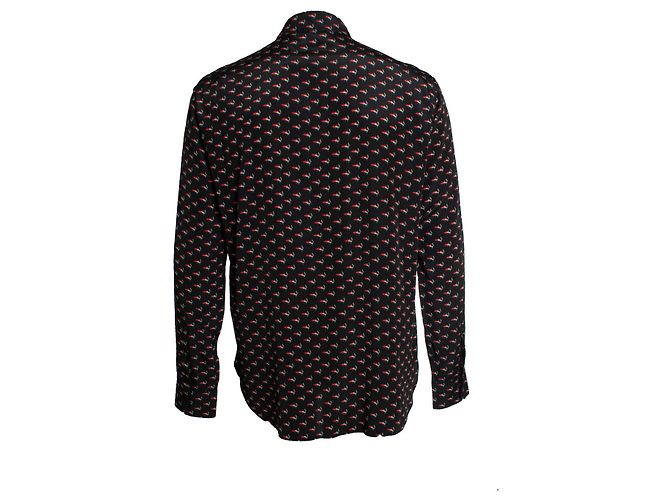 Saint Laurent, camicia con stampa smoking lips heart 2017 Nero - vista 3