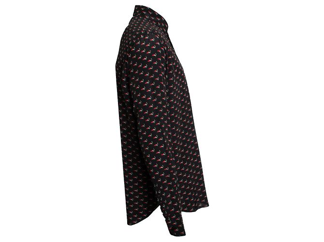 Saint Laurent, camicia con stampa smoking lips heart 2017 Nero - vista 4