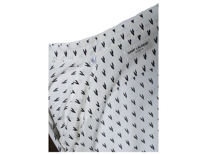 Saint Laurent, camicia bianca con stampa V 2017 Bianco - vue 9
