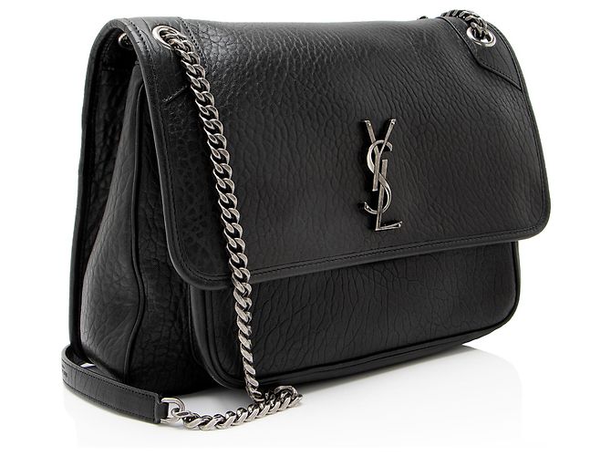 Borsa a Spalla Saint Laurent Grained Lambskin Monogram Niki Large Nero - vista 2