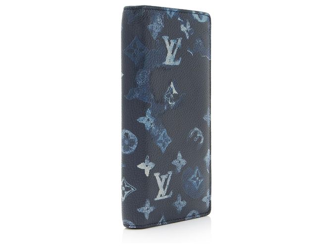 Portafoglio Louis Vuitton Limited Edition Monogram Watercolor Brazza Blu - vista 2