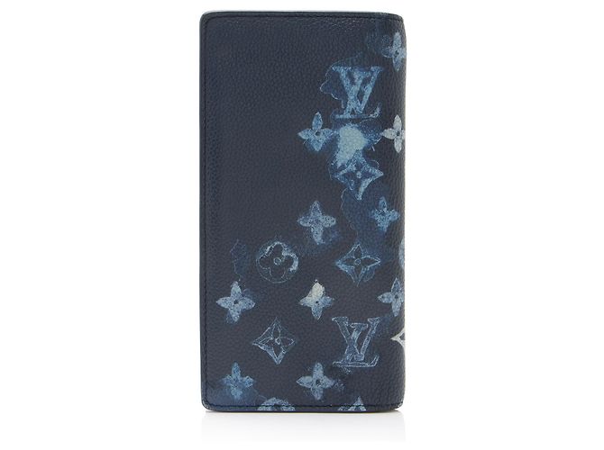 Portafoglio Louis Vuitton Limited Edition Monogram Watercolor Brazza Blu - vista 3