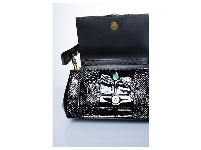 Vivienne Westwood, borsa hazel nera con stampa coccodrillo Nero - vista 10