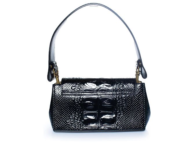 Vivienne Westwood, borsa hazel nera con stampa coccodrillo Nero - vista 3