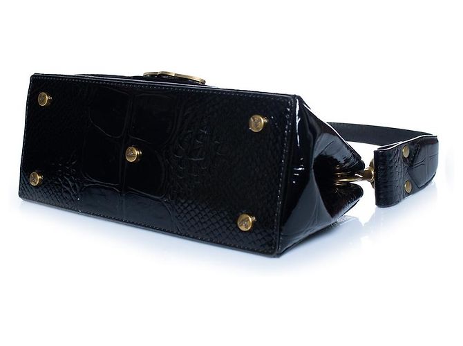 Vivienne Westwood, borsa hazel nera con stampa coccodrillo Nero - vista 4