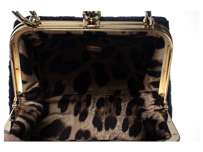 Dolce & Gabbana, borsa a tracolla in pizzo Agate Nero - vista 8