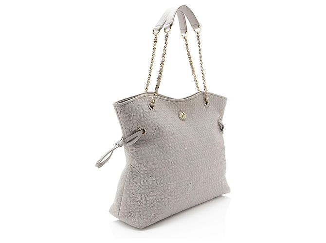 Tory Burch Bryant Slouchy Quilted Leather Tote Grau - Ansicht 2