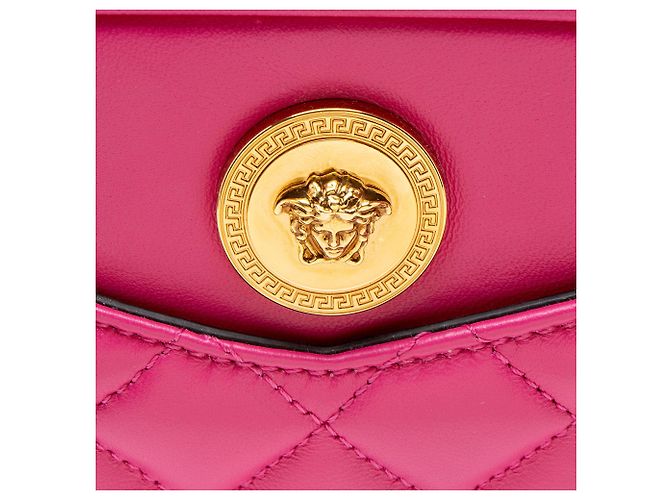 Piccola borsa camera in pelle trapuntata Medusa di Versace Rosa - vista 10