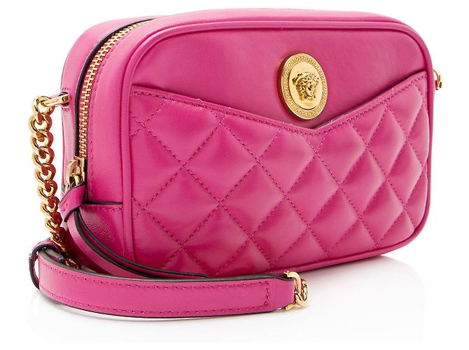 Piccola borsa camera in pelle trapuntata Medusa di Versace Rosa - vista 2