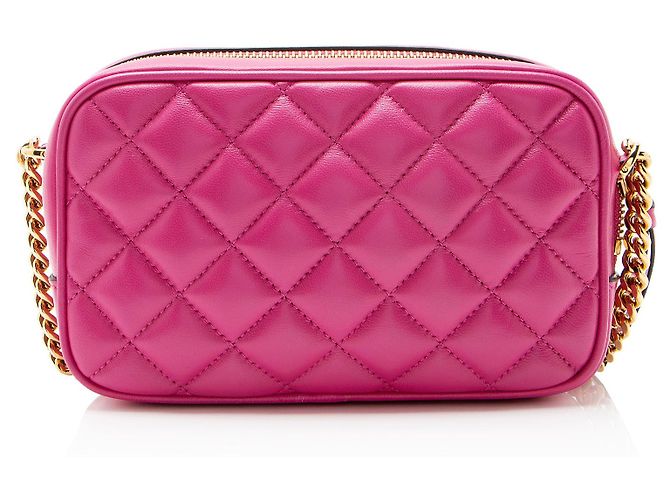 Piccola borsa camera in pelle trapuntata Medusa di Versace Rosa - vista 3