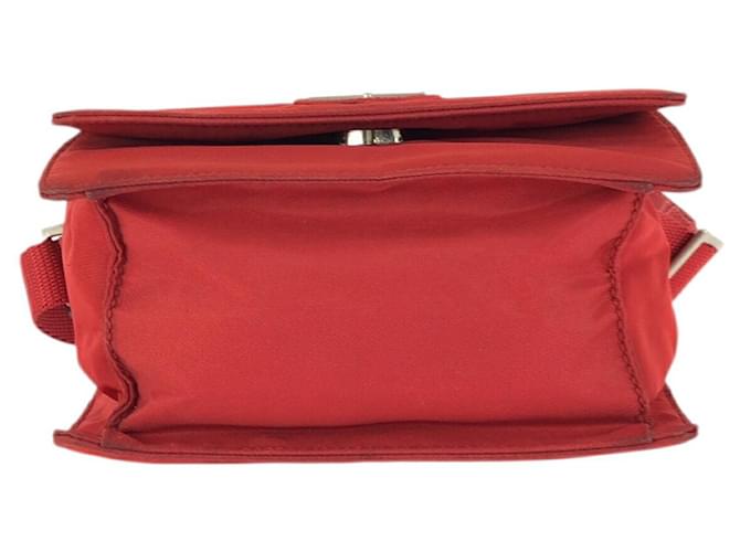 Borsa a Spalla Prada Nylon Tessuto Triangle Logo Rosso - vista 10