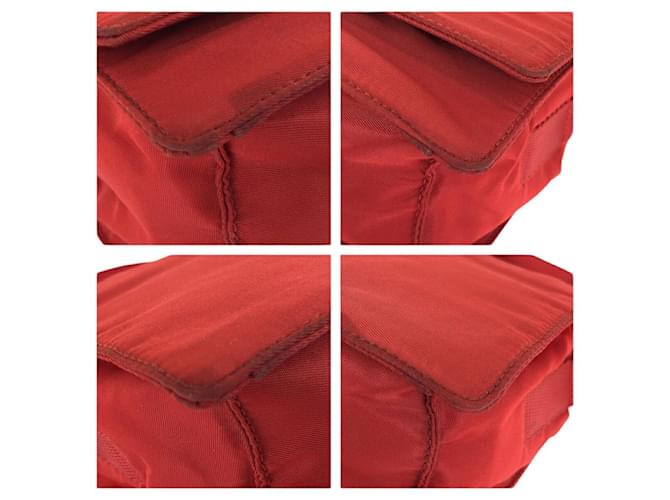 Borsa a Spalla Prada Nylon Tessuto Triangle Logo Rosso - vista 3
