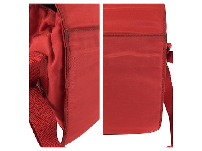 Borsa a Spalla Prada Nylon Tessuto Triangle Logo Rosso - vista 6