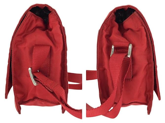 Borsa a Spalla Prada Nylon Tessuto Triangle Logo Rosso - vista 8