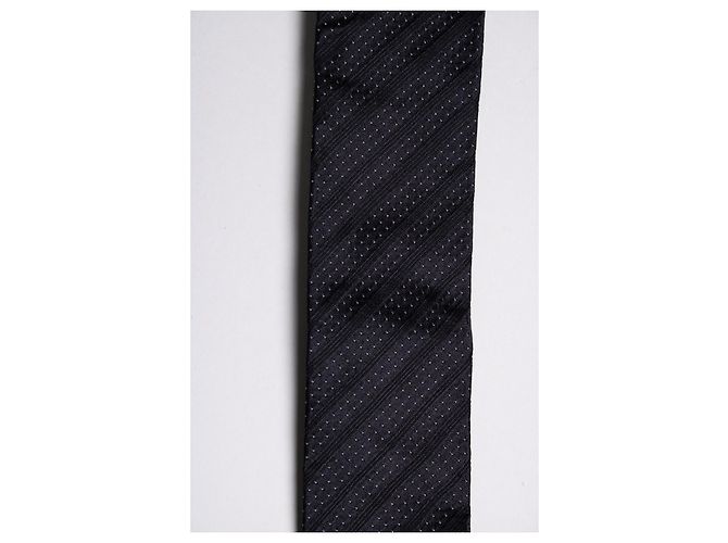 Dolce & Gabbana, cravatta nera a righe diagonali con pois Nero - vista 3