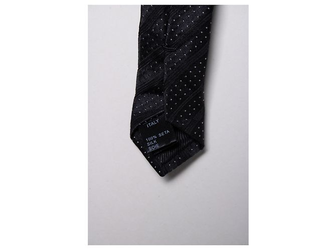 Dolce & Gabbana, cravatta nera a righe diagonali con pois Nero - vista 4