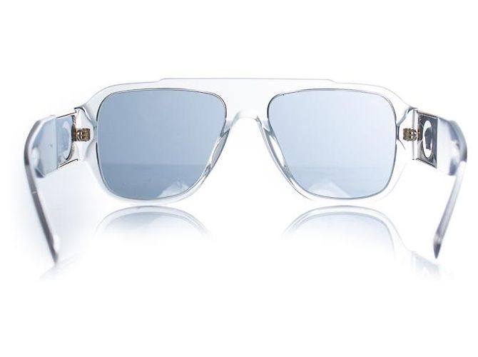Versace, occhiali da sole shield trasparente Medusa Bianco - vista 4