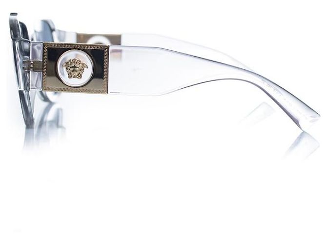 Versace, occhiali da sole shield trasparente Medusa Bianco - vista 5