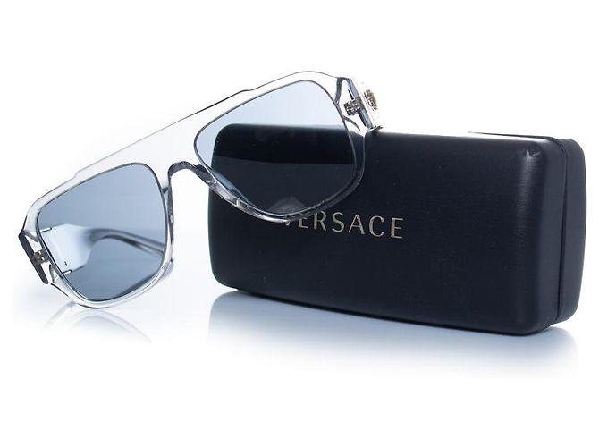 Versace, occhiali da sole shield trasparente Medusa Bianco - vista 6