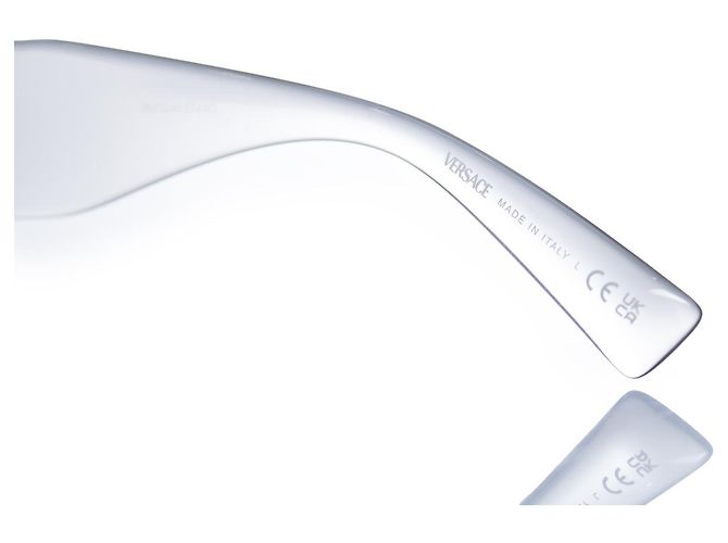 Versace, occhiali da sole shield trasparente Medusa Bianco - vista 7