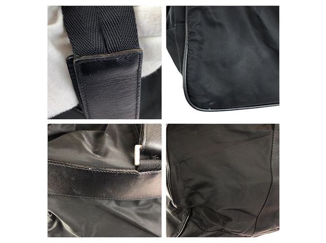 Borsa 2way in nylon Tessuto Saffiano e pelle Prada Nero - vista 5