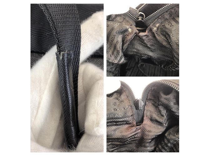 Borsa 2way in nylon Tessuto Saffiano e pelle Prada Nero - vista 6
