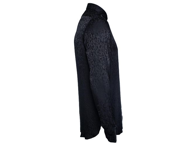 Saint Laurent, camicia in jacquard stampato nero - vista 2