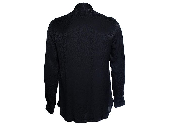 Saint Laurent, camicia in jacquard stampato nero - vista 3