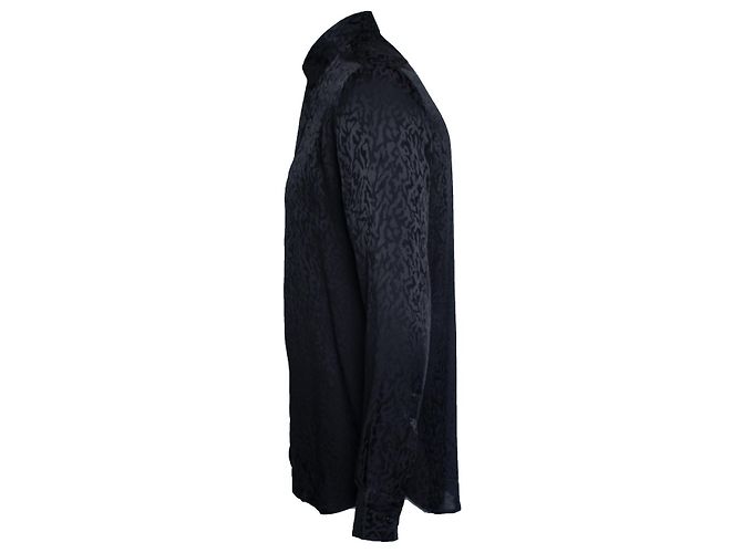 Saint Laurent, camicia in jacquard stampato nero - vista 4