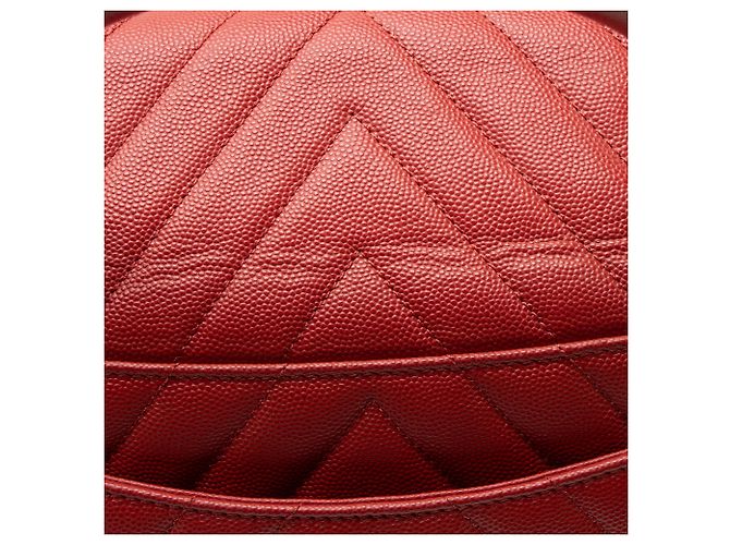 Gabrielle Borsa Chanel Chevron Caviar Leather Coco Top Handle Small Flap Bag Rosso - vista 10