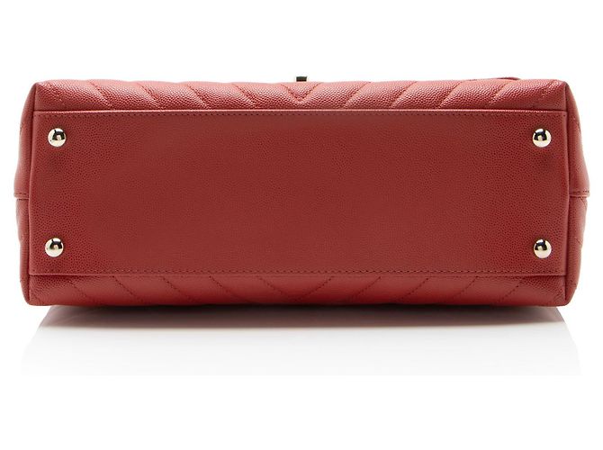 Gabrielle Borsa Chanel Chevron Caviar Leather Coco Top Handle Small Flap Bag Rosso - vista 4