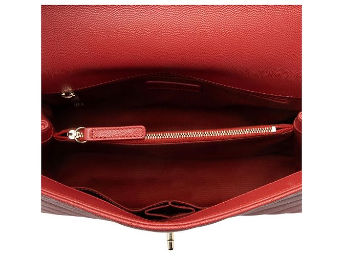 Gabrielle Borsa Chanel Chevron Caviar Leather Coco Top Handle Small Flap Bag Rosso - vista 7